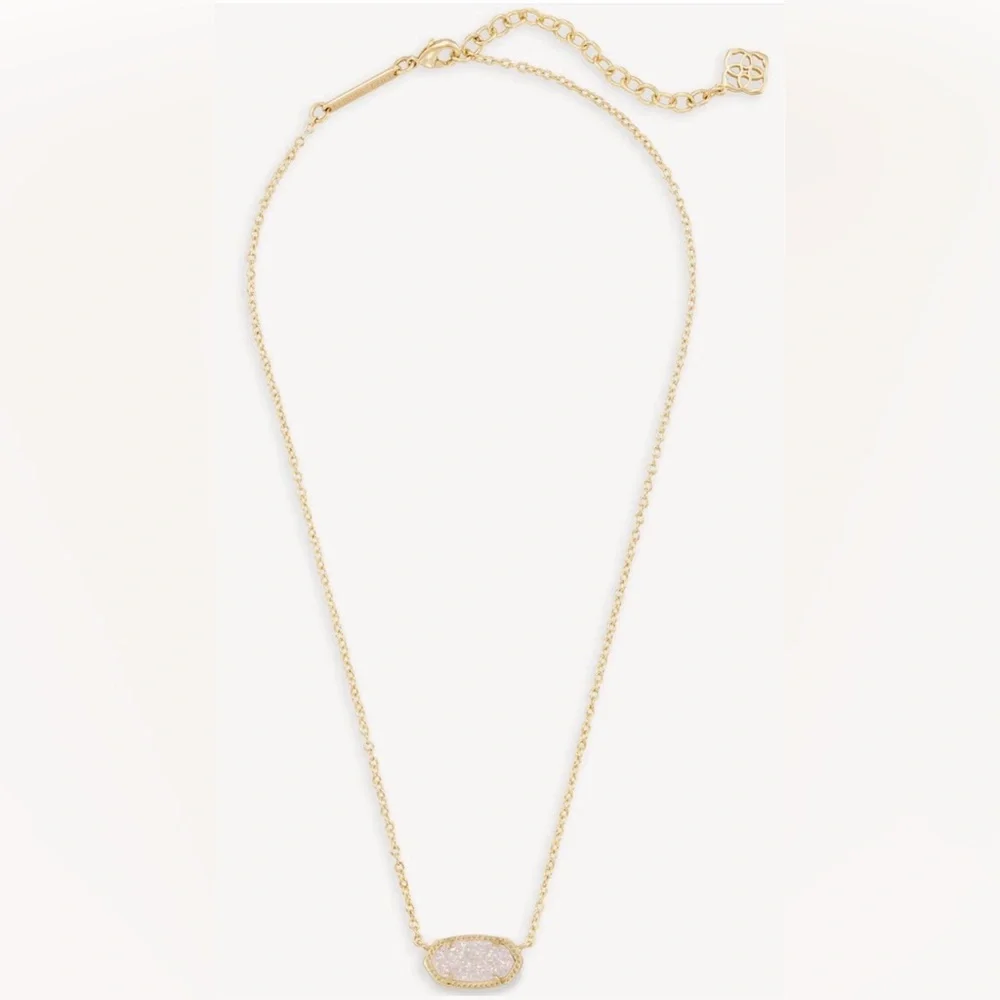 Kendra Scott Elisa Gold Pendant Necklace in Iridescent Drusy EUC - Picture 2 of 7